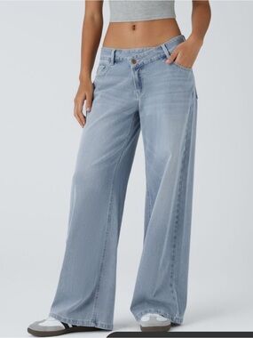 HALARA Light Azure Wide Leg Jeans